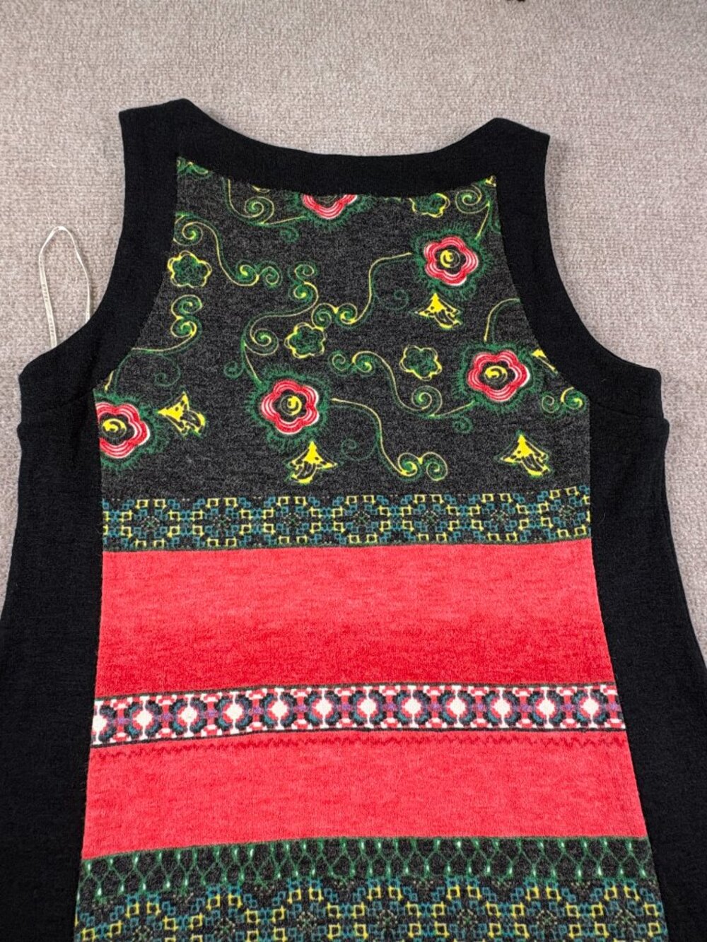 Aryeh Women’s Sleeveless Knit Sweater Dress XL Boho Floral Geo, 33" Pockets - Picture 2 of 16